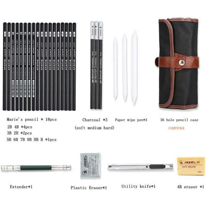 Piece Professional Sketch Pencil Set with Portable Case