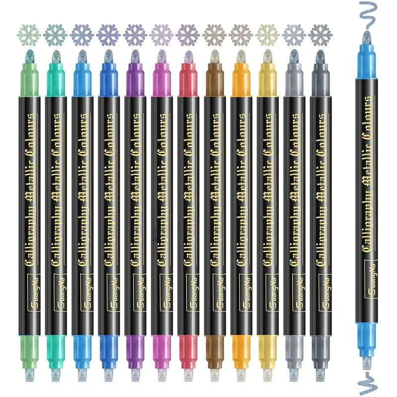 Multi-Color Metallic Paint Marker Pens with Dual Tips