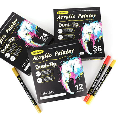 Multi-Color Dual-Tip Acrylic Paint Markers for Art and DIY