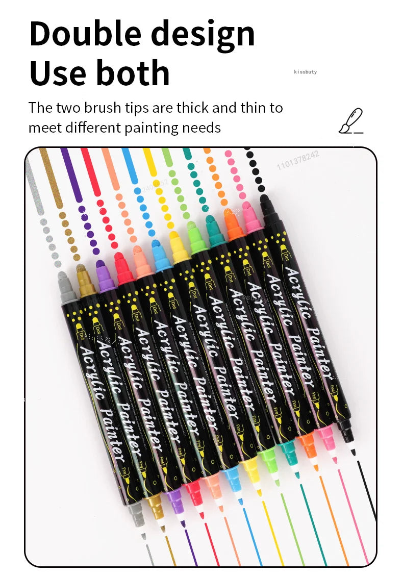 Multi-Color Dual-Tip Acrylic Paint Markers for Art and DIY