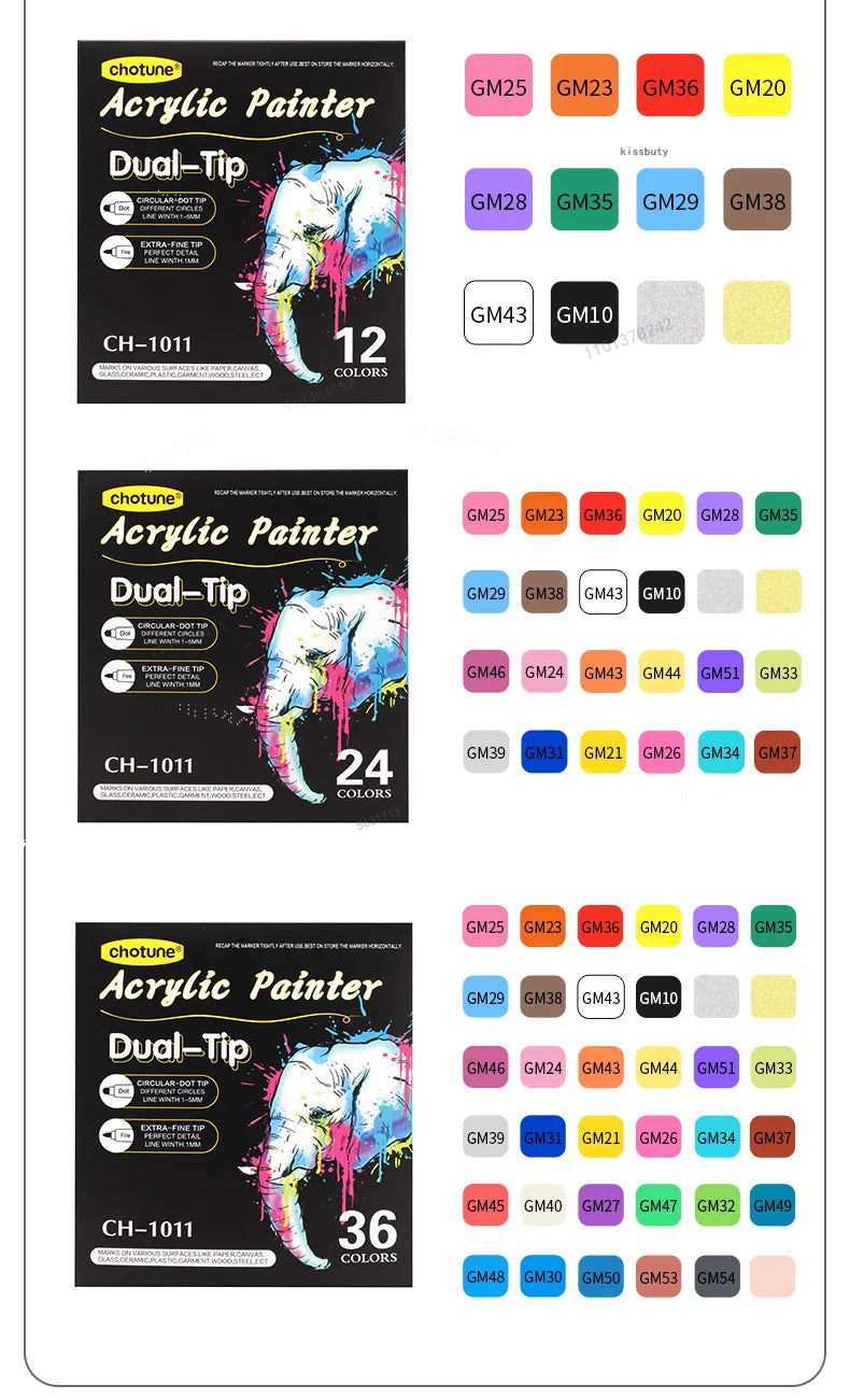 Multi-Color Dual-Tip Acrylic Paint Markers for Art and DIY