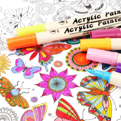 Multi-Color Dual-Tip Acrylic Paint Markers - Brush & Fine Tips