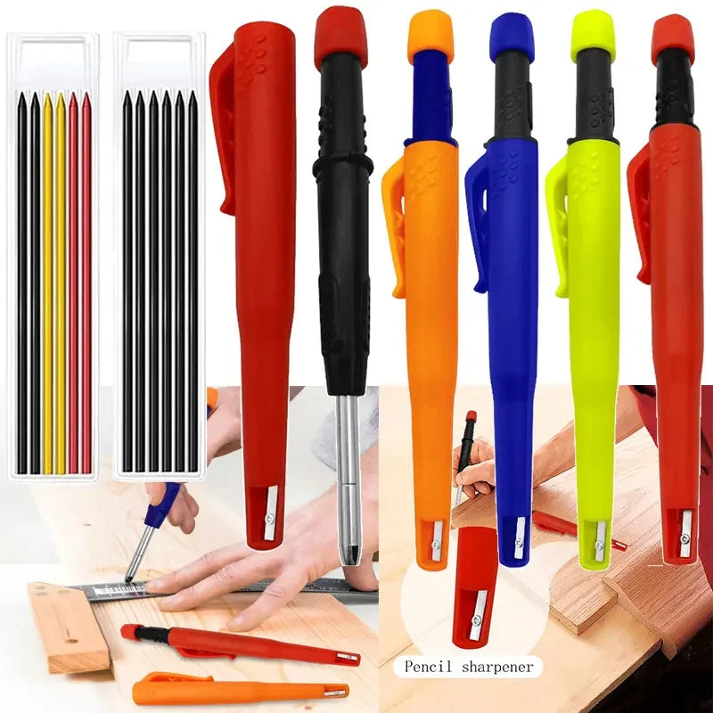 2-in-1 Solid Carpenter Pencil with Built-In Sharpener