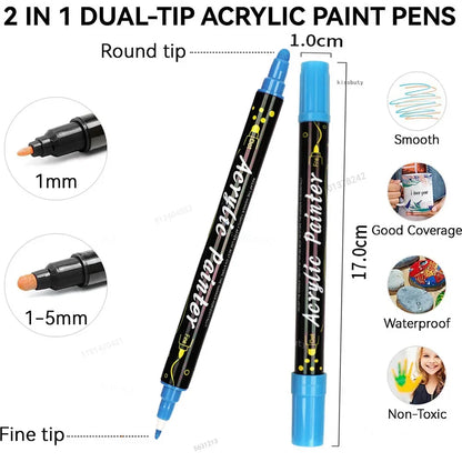 Multi-Color Dual-Tip Acrylic Paint Markers for Art and DIY