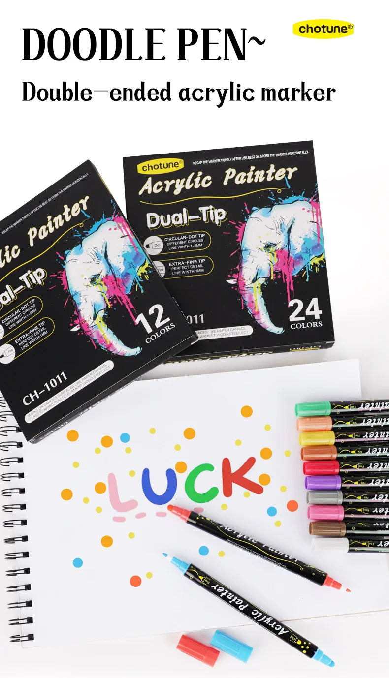 Multi-Color Dual-Tip Acrylic Paint Markers for Art and DIY