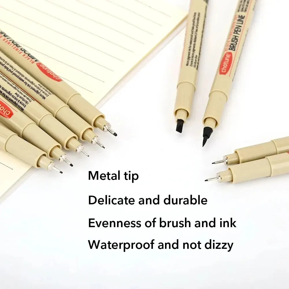 12pcs Waterproof Fineliner Pens for Sketching and Manga