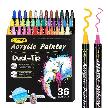 Multi-Color Dual-Tip Acrylic Paint Markers for Art and DIY