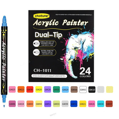 Multi-Color Dual-Tip Acrylic Paint Markers for Art and DIY