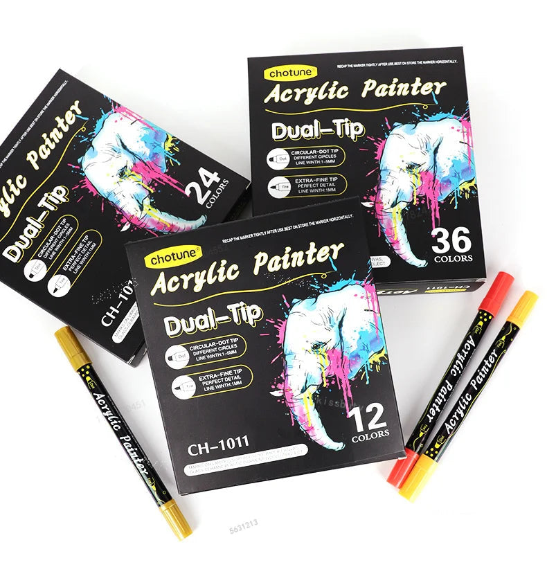 Multi-Color Dual-Tip Acrylic Paint Markers for Art and DIY