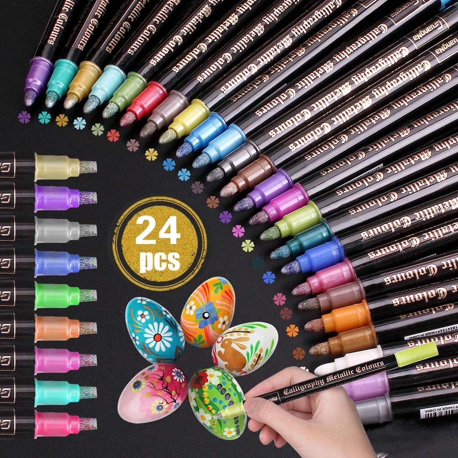 Multi-Color Metallic Paint Marker Pens with Dual Tips